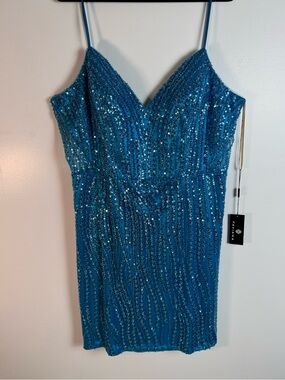 Faviana Beaded Mini Dress - size 24
